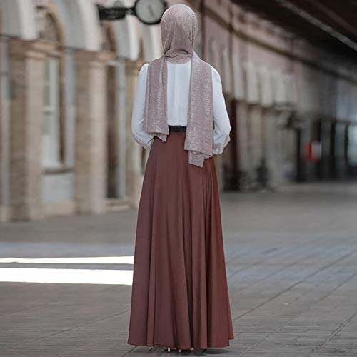 Wyxogncuw Cuello Alto Falda Larga Plisada en el Suelo Faldas Maxi sin Cinturilla (Color : Coffee, Size : XXL)