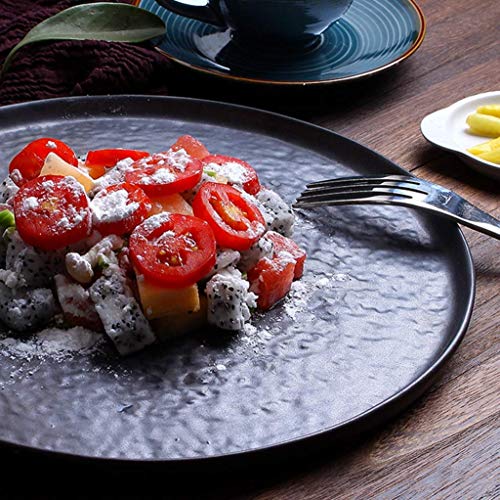 WYZQ Bandeja para Hornear para el hogar Utensilios de Cocina Plato de Carne Occidental Plato de Pasta Plato de Pizza Disco de Ensalada de Frutas Plato de cerámica Vintage (Color: Negro, Tamaño: 27 cm