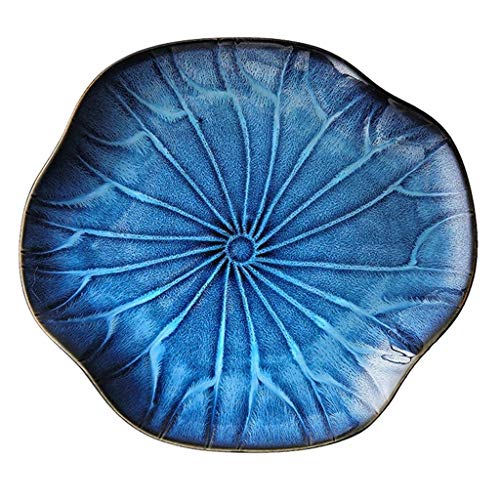 WYZQ Plato de cerámica japonés Plato Occidental Plato de Pasta Plato de Plato Plato de Carne Plato de Plato Disco doméstico Plato de Plato (Color: Azul, Tamaño: 27.5 * 27.5 * 2.5cm), Vajilla