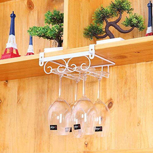 WZF Soporte de Copa de Vino de Hierro Perforación Gratuita Estante de Almacenamiento de Copa Europea Sala de Estar Cocina Bodega Expositor Vino doméstico (Color: Blanco tamaño: 25x20cm)