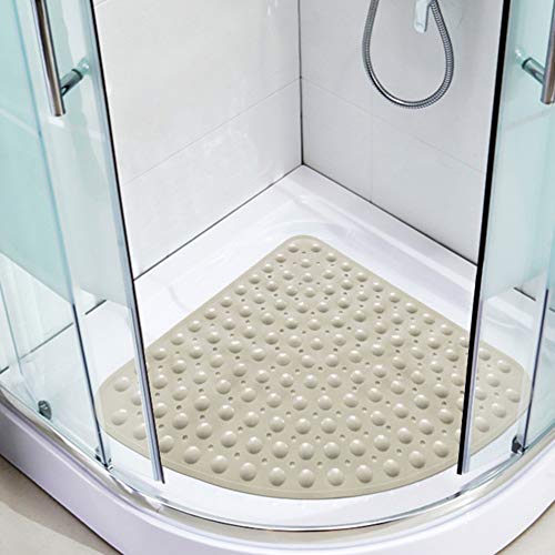WZNING Ducha con Forma de Abanico Alfombra de baño Alfombra Resina elástico Antideslizante de Seguridad Suave cómoda Usado Baño Hostel Home (Color : Lightgray, Size : 70X70CM)