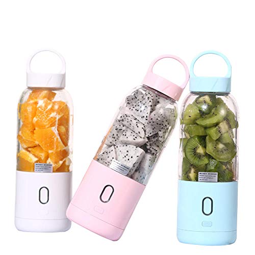 WZRYJDQS Licuadora Portátil Mini con 6 Cuchillas 500Ml Juicer Smoothie Maker USB Recargable Batidoras De Vaso Individuales para Fruta Verdura Smoothies Pink