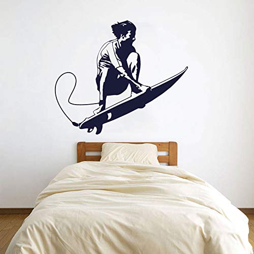wZUN Calcomanía de Arte de Pared Etiqueta de Vinilo Surf Hawaii Sea Beach People Gift Home Decoration Waterproof 72x63cm