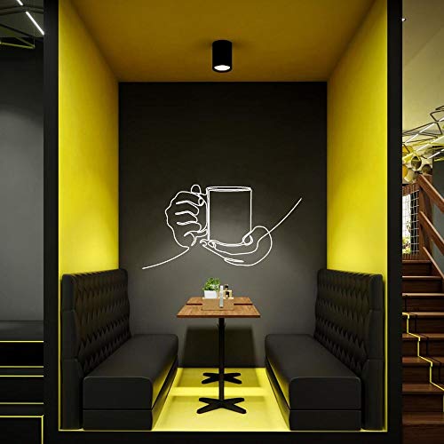 wZUN Etiqueta engomada de la Pared del Arte de la línea de la Taza de café para la decoración del café y de la Cocina 57X32cm