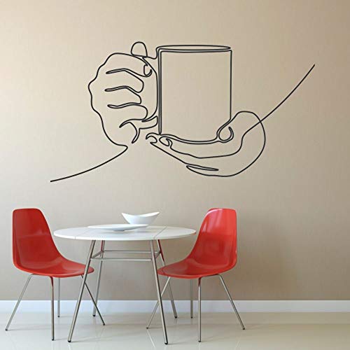 wZUN Etiqueta engomada de la Pared del Arte de la línea de la Taza de café para la decoración del café y de la Cocina 57X32cm