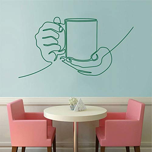 wZUN Etiqueta engomada de la Pared del Arte de la línea de la Taza de café para la decoración del café y de la Cocina 57X32cm