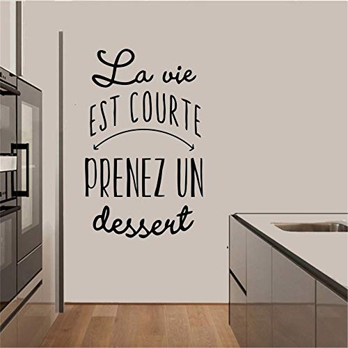 wZUN La versión Francesa de la Vida es Demasiado Corta Tomar Postre Pegatinas de Pared Cocina Postre Arte de la Pared calcomanías Paquete de Imagen de Pared decoración de la Tienda 37X25cm