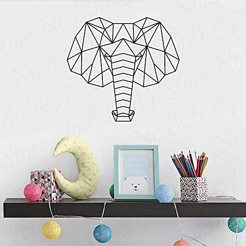 wZUN Pegatinas de Pared geométricas Elefante Animal nórdico habitación de los niños Dormitorio Familiar Vinilo extraíble decoración Mural 42X40 cm