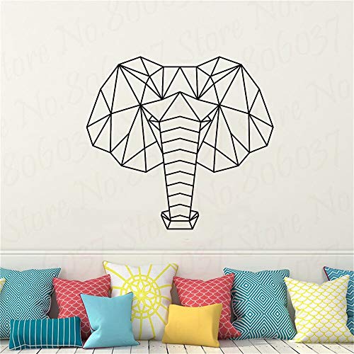 wZUN Pegatinas de Pared geométricas Elefante Animal nórdico habitación de los niños Dormitorio Familiar Vinilo extraíble decoración Mural 42X40 cm