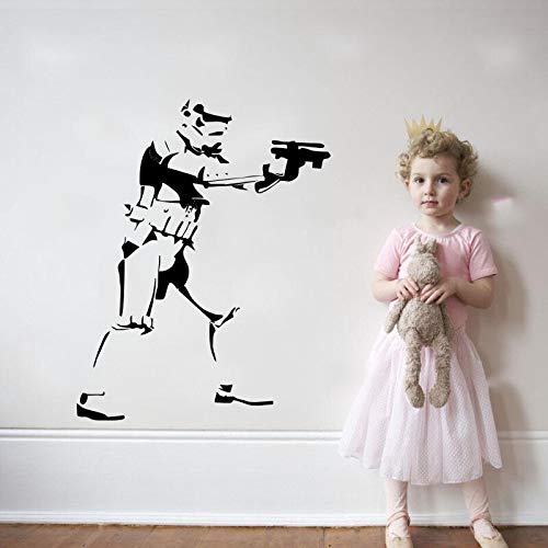 wZUN Soldado de protección del Medio Ambiente disparando Pegatinas de Pared de Vinilo Arte Mural decoración de Sala de Estar Moderna para el hogar Pegatinas de Arte de Pared 92x108 cm