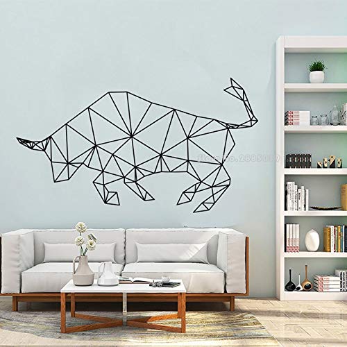 wZUN Taurino polígono geométrico Vinilo Pared calcomanía habitación diseño Animal Abstracto Exquisito Papel Tapiz decoración 84X46cm