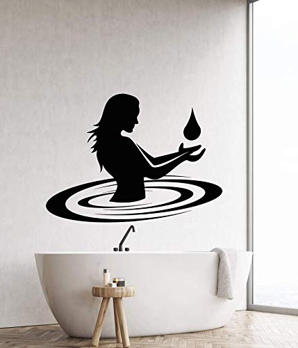 wZUN Vinilo Adhesivo de Pared decoración Chica Desnuda Gota de Agua Pegatina Familia baño Hotel baño decoración de Moda 58x42cm