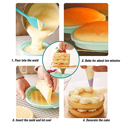 X-BLTU 4 PCS Molde para Pasteles Molde de Silicona para Hornear,Molde de Pastel en Forma de Corazón Molde para Bandeja de repostería Molde de Pastel Antiadherente Tipo de corazón de 6 y 8 Pulgadas