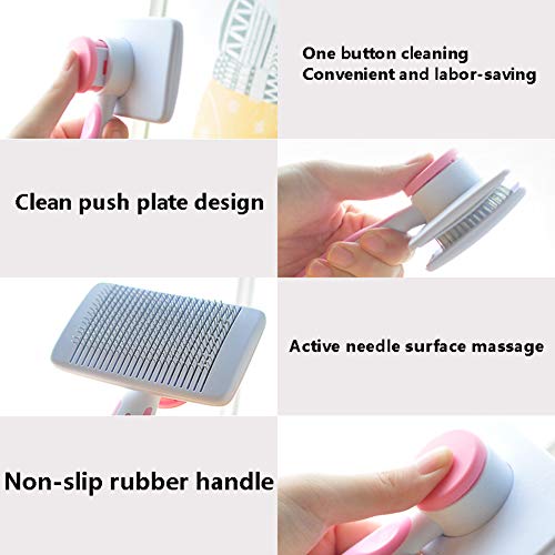 X10 Cepillo de Cuidado Personal para Mascotas Cepillos de Limpieza automática para Perros y Gatos Cabello Largo y Grueso La Mejor Herramienta de eliminación de Mascotas,Pink,Small