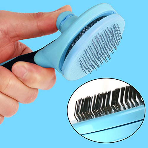 X10 Cepillo de Cuidado Personal para Mascotas Cepillos de Limpieza automática para Perros y Gatos Cabello Largo y Grueso La Mejor Herramienta de eliminación de Mascotas,Blue,Fineneedle