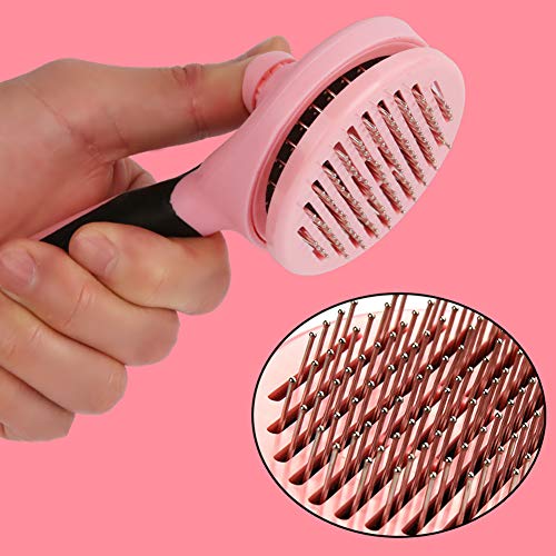 X10 Cepillo de Cuidado Personal para Mascotas Cepillos de Limpieza automática para Perros y Gatos Cabello Largo y Grueso La Mejor Herramienta de eliminación de Mascotas,Pink,Thickneedle