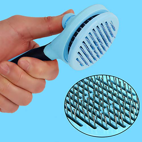 X10 Cepillo de Cuidado Personal para Mascotas Cepillos de Limpieza automática para Perros y Gatos Cabello Largo y Grueso La Mejor Herramienta de eliminación de Mascotas,Blue,Thickneedle