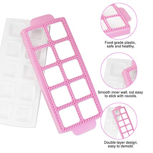 XAVSWRDE Molde para Pastas de Plástico de Grado Alimenticio Molde para Raviolis 26,5*10,5*2cm de 10 Cuadrados Molde para Empanadillas Antiadherente Molde de Raviolis para Hacer Empanadillas Galletas