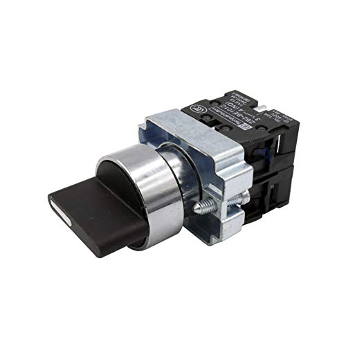 XB2-BD53 Selector de 3 posiciones con retorno al centro (ON)-OFF-(ON) negro con contacto normalmente abierto 2 N.A. Recambio para limpiacristales industrial Telemecanique D.22 mm