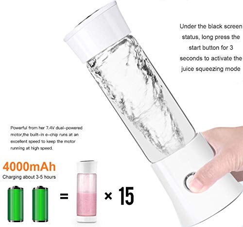 Xchingwan Smoothie Maker Mini licuadora Recargable con Extractor de USB con 6 Cuchillas afiladas de Acero Inoxidable, 480ml de Capacidad 100W Smoothie Maker para el hogar, la Oficina, los Deportes