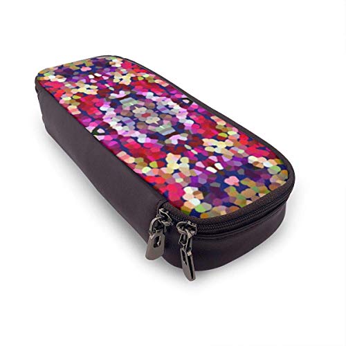 XCNGG Bolso de lápiz de cuero con diseño personalizado de confeti de víspera de año nuevo, estuche para lápices con estuche para lápices con doble cremallera para la escuela de niños y niñas adolescen