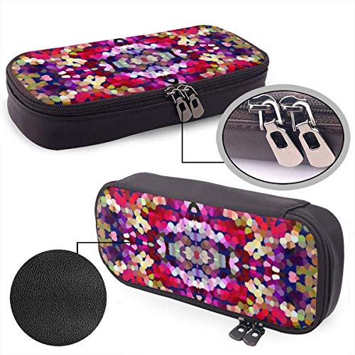 XCNGG Bolso de lápiz de cuero con diseño personalizado de confeti de víspera de año nuevo, estuche para lápices con estuche para lápices con doble cremallera para la escuela de niños y niñas adolescen