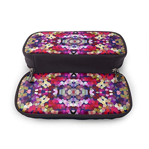 XCNGG Bolso de lápiz de cuero con diseño personalizado de confeti de víspera de año nuevo, estuche para lápices con estuche para lápices con doble cremallera para la escuela de niños y niñas adolescen