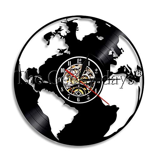 xcvbxcvb Reloj de Pared de Vinilo con Silueta de Viaje Alrededor del Mundo, Reloj de Pared para decoración del hogar, Reloj Creativo, Reloj de Pared con Tiempo