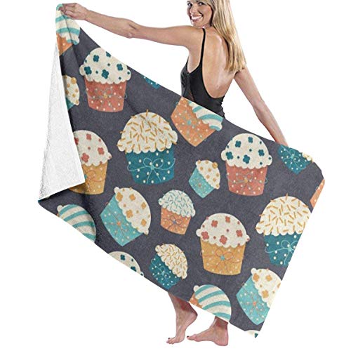 xcvgcxcvasda Serviette de Bain, Bathroom Towels Vintage Cartoon Cupcake Beach Bath Pool Sport Travel Hand SPA Towel 31x51 Inches Size