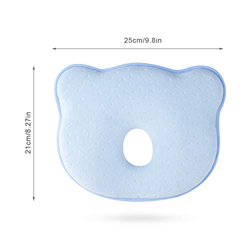 XGzhsa Almohada para dormir bebe, Almohada para evitar la cabeza plana, Almohada suave para dormir para bebés recién nacidos hecha de espuma viscoelástica, transpirable y cómoda (azul)