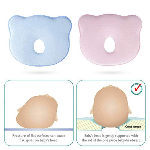 XGzhsa Almohada para dormir bebe, Almohada para evitar la cabeza plana, Almohada suave para dormir para bebés recién nacidos hecha de espuma viscoelástica, transpirable y cómoda (azul)