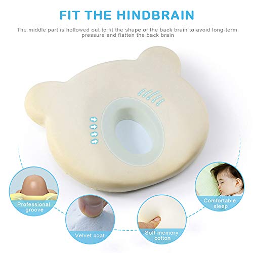 XGzhsa Almohada para dormir bebe, Almohada para evitar la cabeza plana, Almohada suave para dormir para bebés recién nacidos hecha de espuma viscoelástica, transpirable y cómoda (azul)