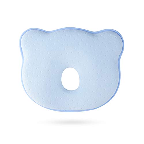 XGzhsa Almohada para dormir bebe, Almohada para evitar la cabeza plana, Almohada suave para dormir para bebés recién nacidos hecha de espuma viscoelástica, transpirable y cómoda (azul)