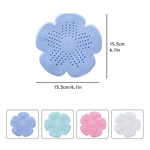 XGzhsa Fregadero colador de Goma, Filtro de Lavabo de Silicona, Colador de Drenaje de Flores de Silicona antiobstrucción de 8 Piezas con Ventosa para baño de Cocina (Verde, Rosa, Azul, Blanco)