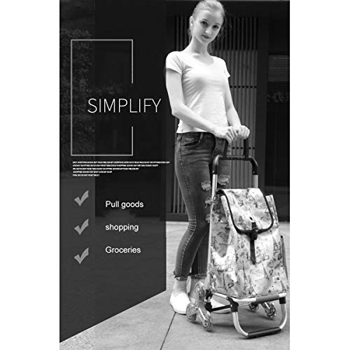 XHF Multifunción portátil de mano Camiones Compras, Viajes mayor que hace compras Bolsa Alimentación Menaje equipaje remolque plegable de aleación de aluminio de la carretilla, 45 * 39 * 84cm,marrón