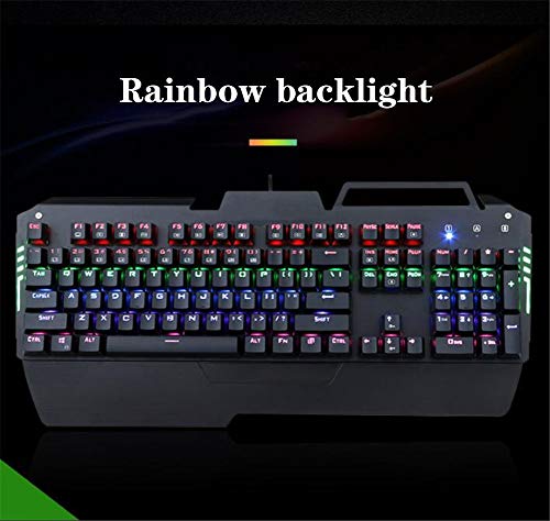XHJZ-W Gaming Keyboard, Esports Game Internet Cafe Teclado mecánico USB con Cable Rainbow retroiluminado Gaming Keyboard para Jugadores y mecanógrafos