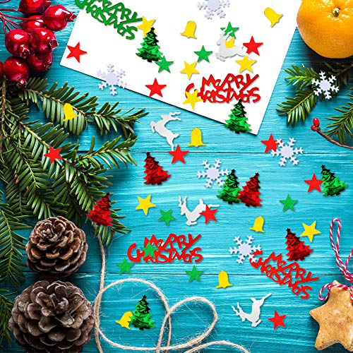 Xiangmall 120g Confeti de Navidad Multicolour Confeti de Mesa con Árbol de Navidad Copo Nieve Venado Pentagrama Campana Carta de Navidad para Decoración Navideña