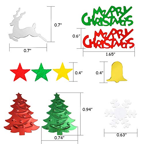 Xiangmall 120g Confeti de Navidad Multicolour Confeti de Mesa con Árbol de Navidad Copo Nieve Venado Pentagrama Campana Carta de Navidad para Decoración Navideña