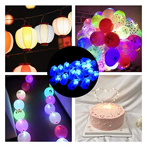 Xiangmall Led Bombillas Mini Luces Globo Luz Linternas Papel Individual Led Lights para Festival Cumpleaños Boda Decoración 100Pcs (Azul)