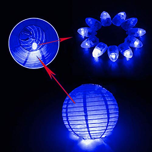 Xiangmall Led Bombillas Mini Luces Globo Luz Linternas Papel Individual Led Lights para Festival Cumpleaños Boda Decoración 100Pcs (Azul)