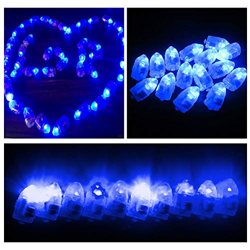 Xiangmall Led Bombillas Mini Luces Globo Luz Linternas Papel Individual Led Lights para Festival Cumpleaños Boda Decoración 100Pcs (Azul)