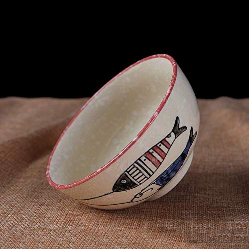 Xiao-bowl3 Pintados a Mano Sopa de Cerámica Avena Harina de Arroz Comida Casera Fideos Plato de Fruta Pudines Postres Ensalada Desayuno Tazón 4.5 Pulgadas (Color : White)
