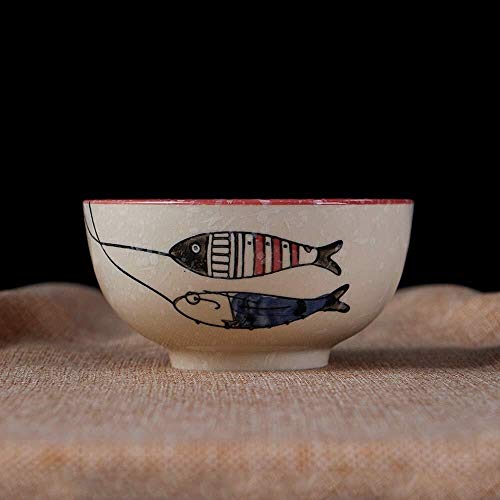 Xiao-bowl3 Pintados a Mano Sopa de Cerámica Avena Harina de Arroz Comida Casera Fideos Plato de Fruta Pudines Postres Ensalada Desayuno Tazón 4.5 Pulgadas (Color : White)