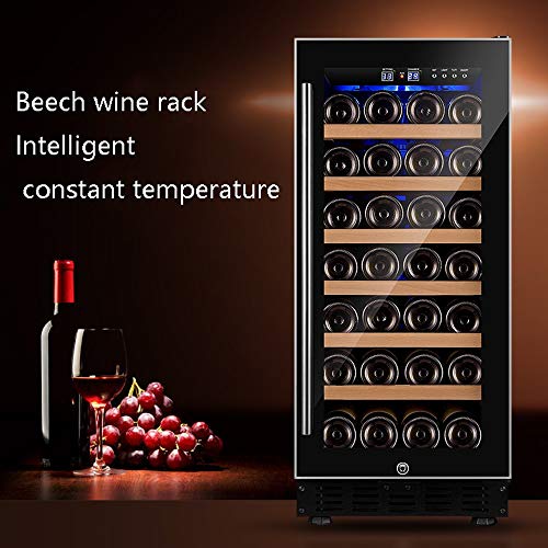 Xiao huang li Refrigerador de Vino Vino Frigorífico Wine Cooler Frigorífico Temperatura Constante 6-Capa sólida de Vino de Madera del Estante 33 Botellas de Red Bodega LCD Display