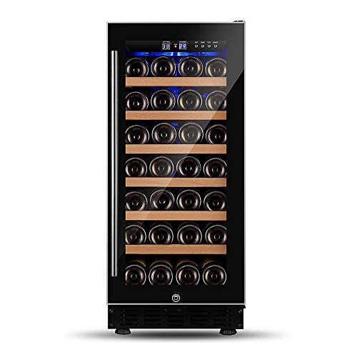 Xiao huang li Refrigerador de Vino Vino Frigorífico Wine Cooler Frigorífico Temperatura Constante 6-Capa sólida de Vino de Madera del Estante 33 Botellas de Red Bodega LCD Display