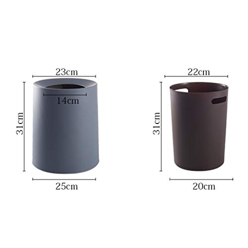 Xiaokeai Papeleras Cesto de Papel de la Oficina Creativa, Bote de Basura plástico de la Cocina del baño de la Sala de Estar (8L / 12L) Hermosa y Duradera (Color : Brown, tamaño : M)