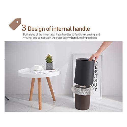 Xiaokeai Papeleras Cesto de Papel de la Oficina Creativa, Bote de Basura plástico de la Cocina del baño de la Sala de Estar (8L / 12L) Hermosa y Duradera (Color : Brown, tamaño : M)