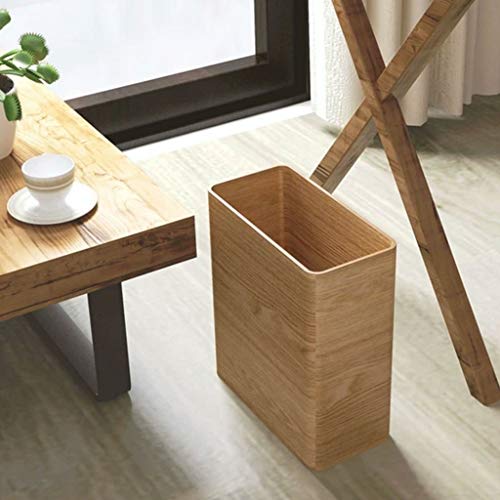 Xiaokeai Papeleras Cubo de Basura de Madera, Bote de Basura Cuadrado pequeño, for la Oficina del Dormitorio del baño, Capacidad 4L Hermosa y Duradera (Color : Natural)