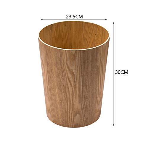 Xiaokeai Papeleras Papelera de Madera Creativa, basurero Redondo, baño, Dormitorio, Oficina, Grano de Madera Natural Hermosa y Duradera (Color : Brown-1)