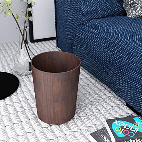 Xiaokeai Papeleras Papelera de Madera Creativa, basurero Redondo, baño, Dormitorio, Oficina, Grano de Madera Natural Hermosa y Duradera (Color : Brown-1)
